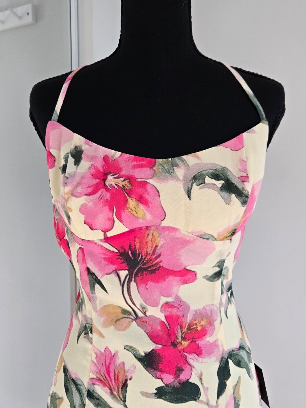 Lulus Harleigh Light Yellow Floral Halter Midi Dress Small Chiffon New With Tags - Picture 16 of 17